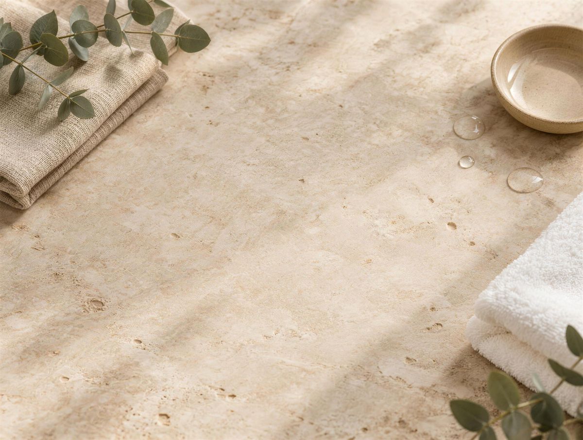 Linge, eucalyptus et pierre claire