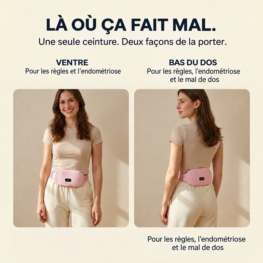 À porter sur le ventre ou dans le bas du dos